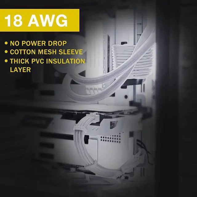 Alt view image 6 of 8 - Braided ATX Sleeved Cable Extension Kit for Power Supply Cable Kit, PSU Connectors, 24 Pin, 8 Pin, 6 Pin 4 + 4 Pin, 6 Pack, with Cable Comb 24 Pieces Set 24-Pin, 8-Pin, 6-Pin (White)