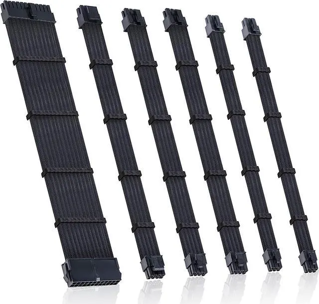 Main image of Clovertale Braided ATX Sleeved Cable Extension Kit for Power Supply Cable Kit, PSU Connectors, 24 Pin, 8 Pin, 6 Pin 4 + 4 Pin, 6 Pack, with Cable Comb 24 Pieces Set 24-Pin, 8-Pin, 6-Pin