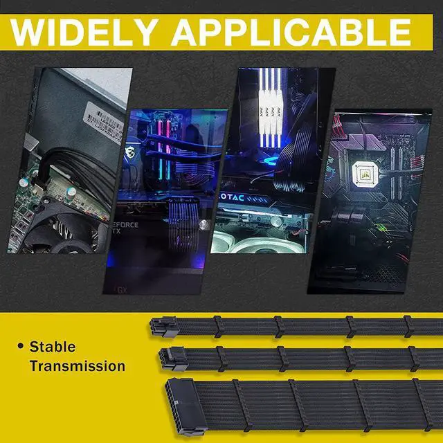 Alt view image 5 of 7 - Clovertale Braided ATX Sleeved Cable Extension Kit for Power Supply Cable Kit, PSU Connectors, 24 Pin, 8 Pin, 6 Pin 4 + 4 Pin, 6 Pack, with Cable Comb 24 Pieces Set 24-Pin, 8-Pin, 6-Pin