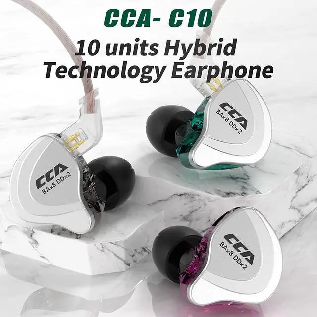 Alt view image 2 of 7 - CCA C10 in Ear Headphones, IEM Earphones HiFi 4BA+1DD 5 Drivers Hybrid in Ear Monitors for Musicians Singers, Wired Gaming Earbuds with Detachable Cable 0.75mm 2Pin Gold Plated (Purple Without mic)