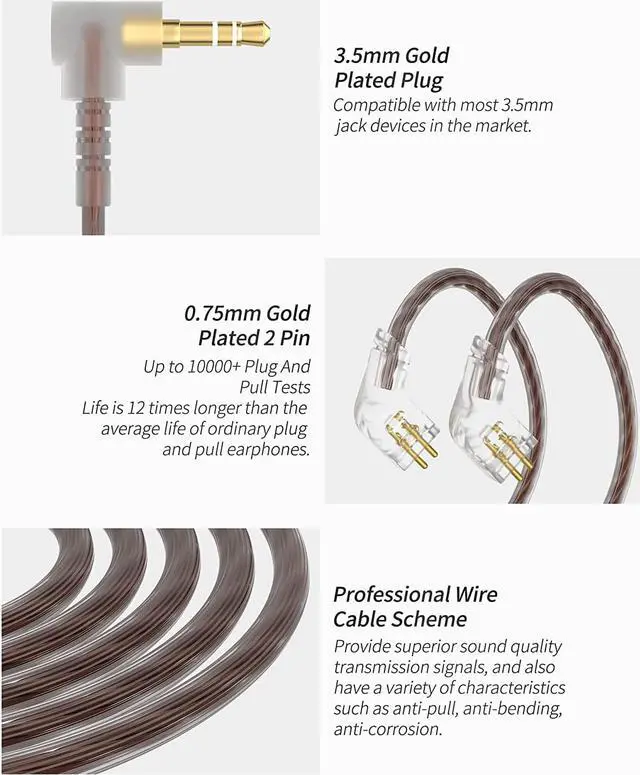 Alt view image 3 of 7 - CCA C10 in Ear Headphones, IEM Earphones HiFi 4BA+1DD 5 Drivers Hybrid in Ear Monitors for Musicians Singers, Wired Gaming Earbuds with Detachable Cable 0.75mm 2Pin Gold Plated (Purple Without mic)