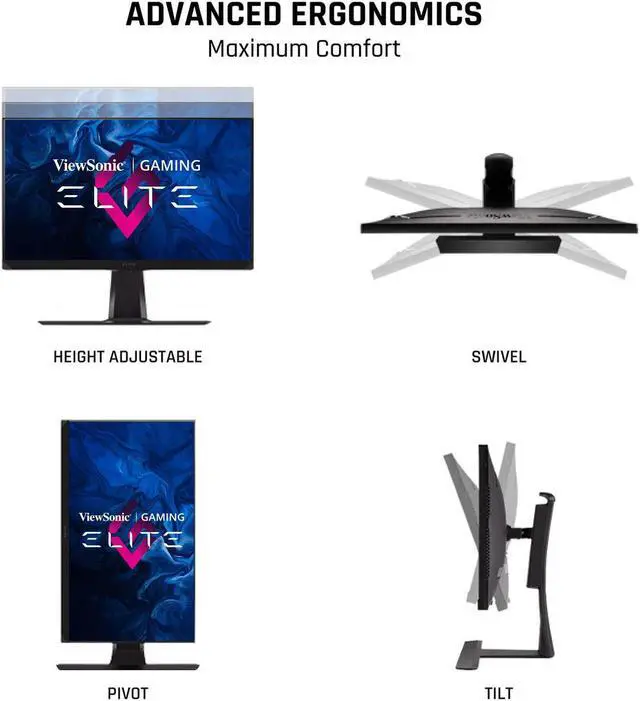 Alt view image 15 of 19 - ViewSonic ELITE XG251G 25 Inch 1080p IPS Gaming Monitor with 360Hz, 1ms, HDR 400, G-Sync, RGB Lighting, NVIDIA Reflex, and Advanced Ergonomics for Esports