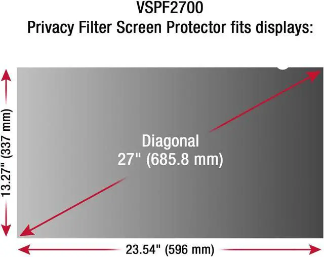 Alt view image 10 of 14 - ViewSonic VSPF2700 Privacy Filter Screen Protector, Black, Support 27 Inch Monitor