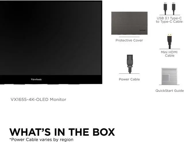 Alt view image 6 of 20 - ViewSonic VX1655-4K-OLED 15.6 Inch 4K UHD Portable OLED Monitor with 2 Way Powered 60W USB C, Mini HDMI, Dual Speakers, and Built in Stand with Smart Cover