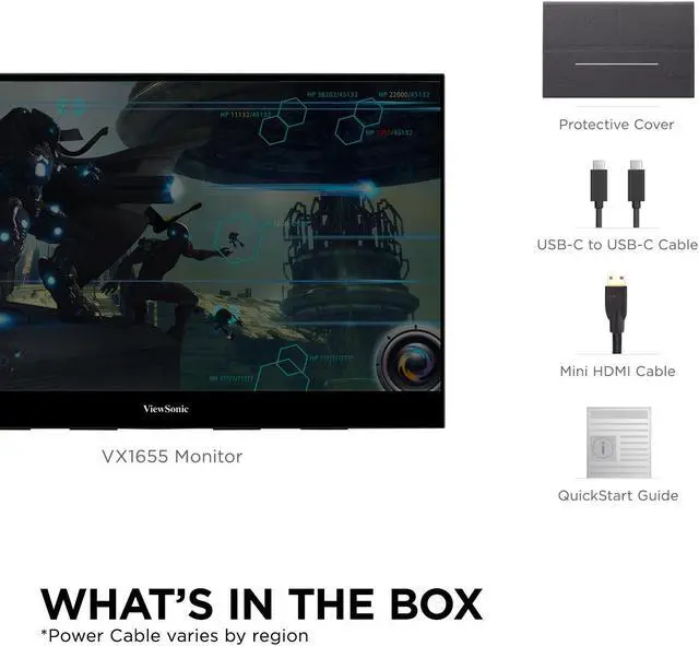 Alt view image 6 of 20 - ViewSonic VX1655 15.6 Inch 1080p FHD Portable LED Monitor with 2 Way Powered 60W USB C, Mini HDMI, IPS, Dual Speakers, and Built in Stand with Tripod mount