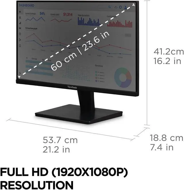 Alt view image 5 of 7 - ViewSonic VS2447M 24 Inch 1080p Monitor with 75Hz, AMD FreeSync, Thin Bezels, Eye Care, HDMI, VGA Inputs for Gaming and Home Office