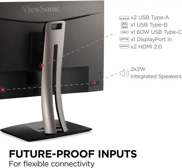 Alt view image 7 of 14 - ViewSonic VP275-4K 27 Inch IPS 4K UHD Monitor Designed for Surface with advanced ergonomics, ColorPro 100% sRGB, 60W USB C, HDMI and DisplayPort inputs or Home and Office