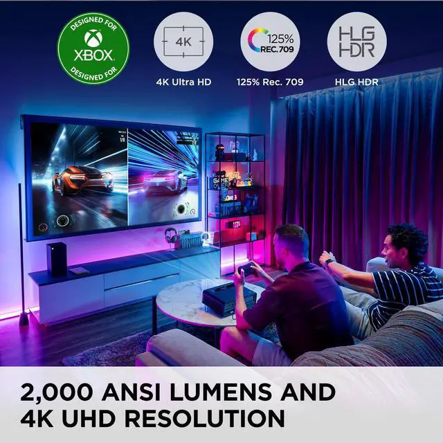 Alt view image 2 of 14 - ViewSonic X2-4K UHD Short Throw Projector with 2000 Lumens, Cinematic Colors, 1.2x Optical Zoom, H&V Keystone, Corner Adjustment and HDR/HLG Support