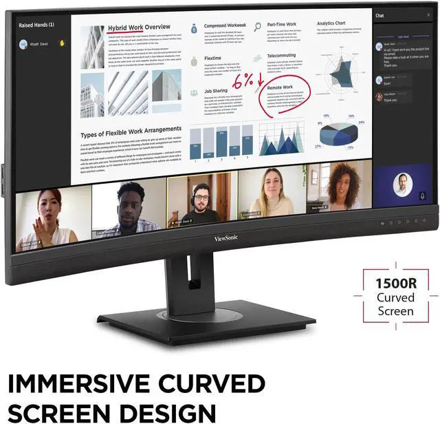 Alt view image 3 of 20 - ViewSonic VG3456C 34 Inch 21:9 UltraWide QHD 1440p Curved Monitor with Ergonomics Design, USB C Docking Built-In, Gigabit Ethernet for Home and Office