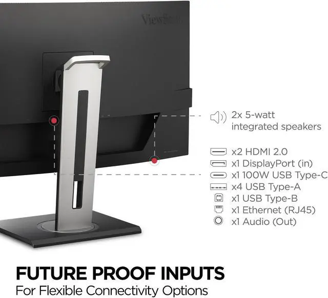 Alt view image 7 of 20 - ViewSonic VG3456C 34 Inch 21:9 UltraWide QHD 1440p Curved Monitor with Ergonomics Design, USB C Docking Built-In, Gigabit Ethernet for Home and Office
