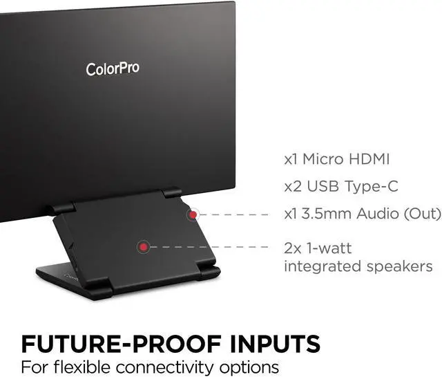 Alt view image 5 of 20 - ViewSonic VP16-OLED 15.6" 1080p Portable OLED Monitor with 2 Way Powered 40W USB C, Pantone Validated, Factory Calibrated, Built in Ergonomic Stand with Protective Cove