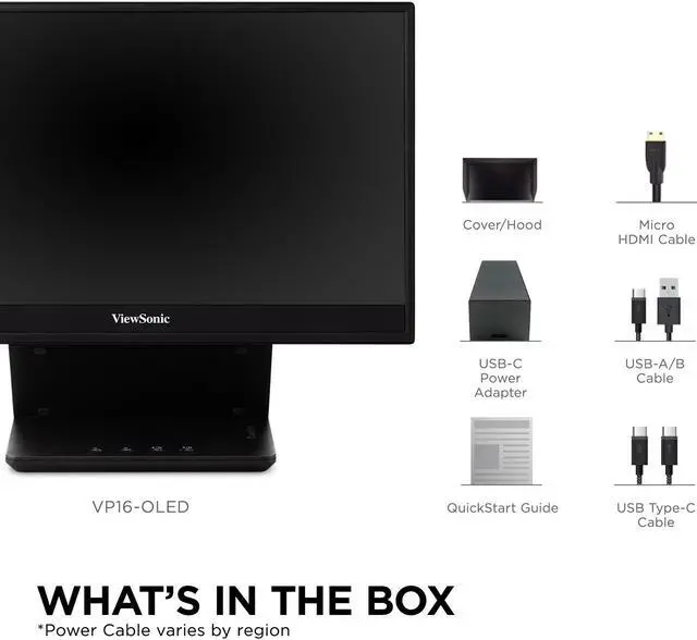 Alt view image 6 of 20 - ViewSonic VP16-OLED 15.6" 1080p Portable OLED Monitor with 2 Way Powered 40W USB C, Pantone Validated, Factory Calibrated, Built in Ergonomic Stand with Protective Cove