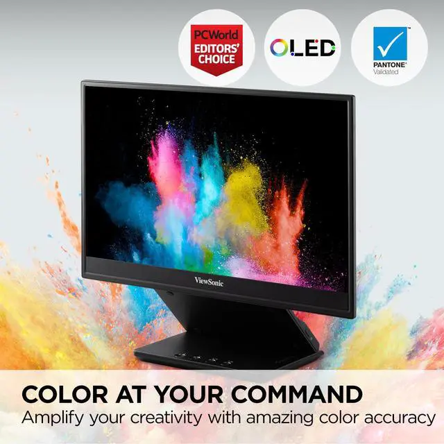 Alt view image 7 of 20 - ViewSonic VP16-OLED 15.6" 1080p Portable OLED Monitor with 2 Way Powered 40W USB C, Pantone Validated, Factory Calibrated, Built in Ergonomic Stand with Protective Cove