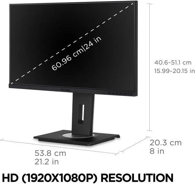 Alt view image 5 of 20 - ViewSonic VG245 24 Inch IPS 1080p Monitor Designed for Surface with advanced ergonomics, 60W USB C, HDMI and DisplayPort inputs for Home and Office