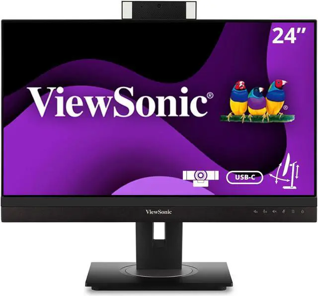 Alt view image 2 of 16 - ViewSonic VG2456V - 24" 1080p Video Conference Monitor with Webcam, 90W USB C, Docking, Built-In Gigabit Ethernet
