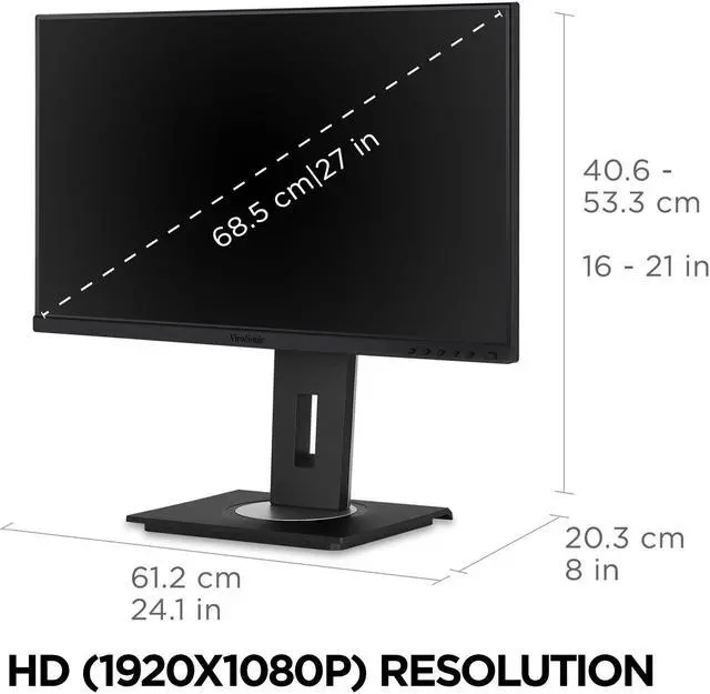 Alt view image 5 of 20 - ViewSonic VG275 27 Inch IPS 1080p Monitor Designed for Surface with advanced ergonomics, 60W USB C, HDMI and DisplayPort inputs for Home and Office