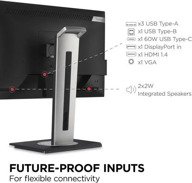 Alt view image 6 of 20 - ViewSonic VG275 27 Inch IPS 1080p Monitor Designed for Surface with advanced ergonomics, 60W USB C, HDMI and DisplayPort inputs for Home and Office