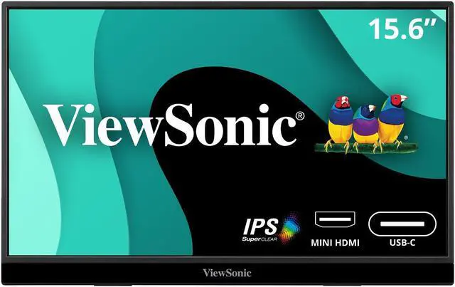 Main image of ViewSonic VX1655 15.6 Inch 1080p FHD Portable LED Monitor with 2 Way Powered 60W USB C, Mini HDMI, IPS, Dual Speakers, and Built in Stand with Tripod mount
