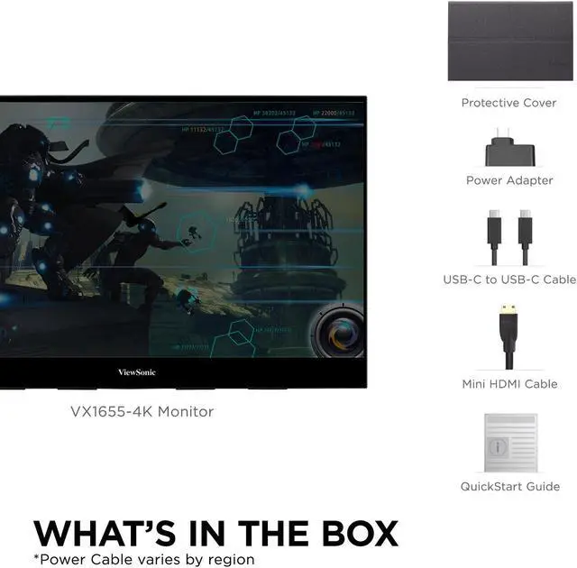 Alt view image 6 of 20 - ViewSonic VX1655-4K 15.6 Inch 4K UHD Portable LED IPS Monitor with 2 Way Powered 60W USB C, Mini HDMI, Dual Speakers, and Built in Stand with Tripod mount