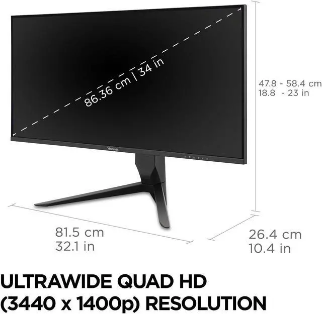 Alt view image 4 of 15 - ViewSonic VX3418-2K 34" 21:9 1440p 1ms 165Hz Gaming Monitor with FreeSync Premium, Eye Care, HDMI, DisplayPort and USB