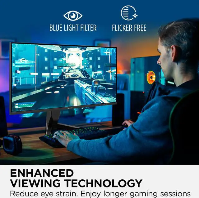 Alt view image 5 of 15 - ViewSonic VX3418-2K 34" 21:9 1440p 1ms 165Hz Gaming Monitor with FreeSync Premium, Eye Care, HDMI, DisplayPort and USB