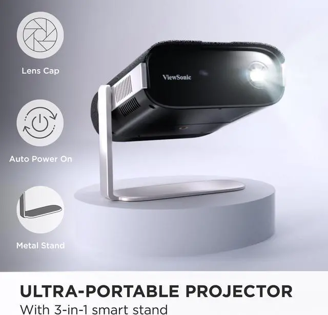 Alt view image 2 of 14 - ViewSonic M1X Portable LED Projector with Smart Stand, Harman Kardon Speakers, Built-In Battery, H/V Keystone, 4 Corner Adjustment, Bluetooth, Wi-Fi, USB-C, Powered USB A