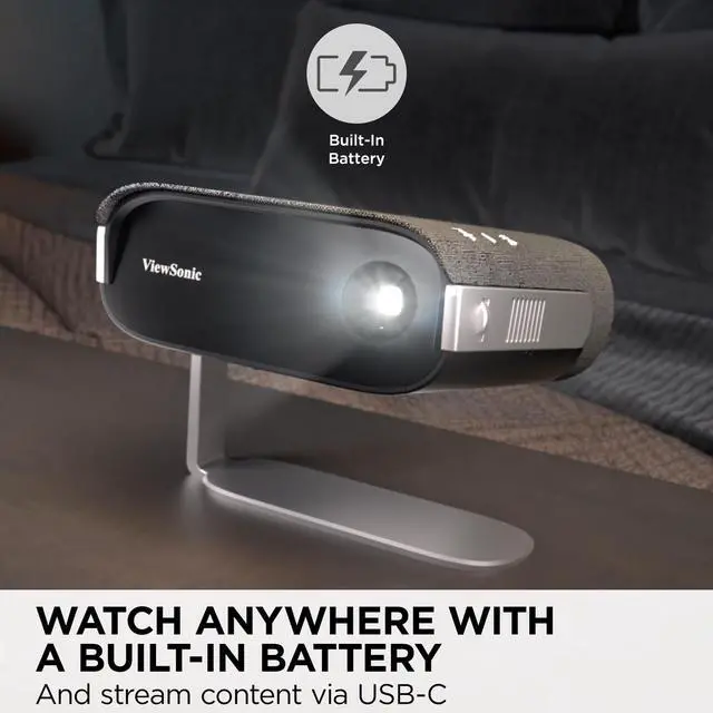Alt view image 4 of 14 - ViewSonic M1X Portable LED Projector with Smart Stand, Harman Kardon Speakers, Built-In Battery, H/V Keystone, 4 Corner Adjustment, Bluetooth, Wi-Fi, USB-C, Powered USB A