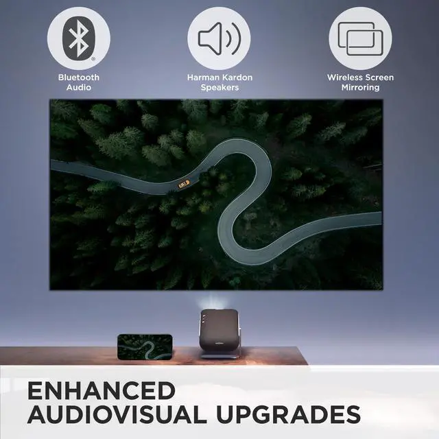 Alt view image 5 of 14 - ViewSonic M1X Portable LED Projector with Smart Stand, Harman Kardon Speakers, Built-In Battery, H/V Keystone, 4 Corner Adjustment, Bluetooth, Wi-Fi, USB-C, Powered USB A