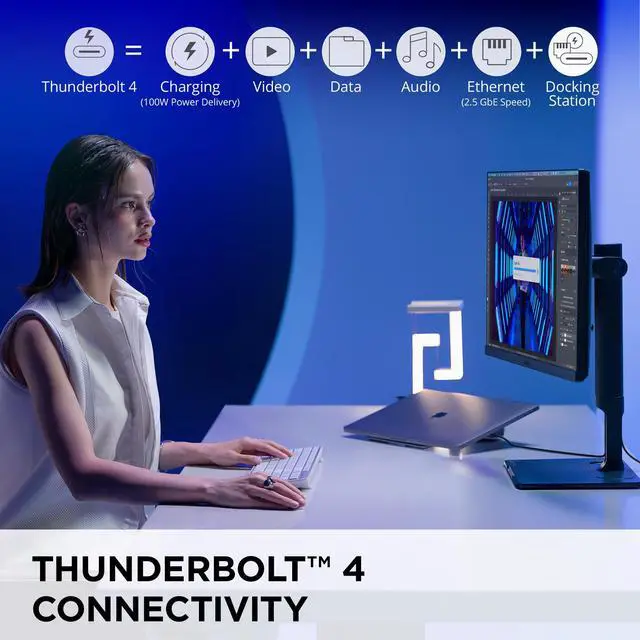 Alt view image 4 of 20 - ViewSonic VP2776T-4K 27 Inch 4K UHD IPS Monitor with Advanced Ergonomics, Thunderbolt 4, 100% sRGB Rec 709, Pantone Validated, USB C, HDMI 2.1, and DP Daisy Chain for Home and Office
