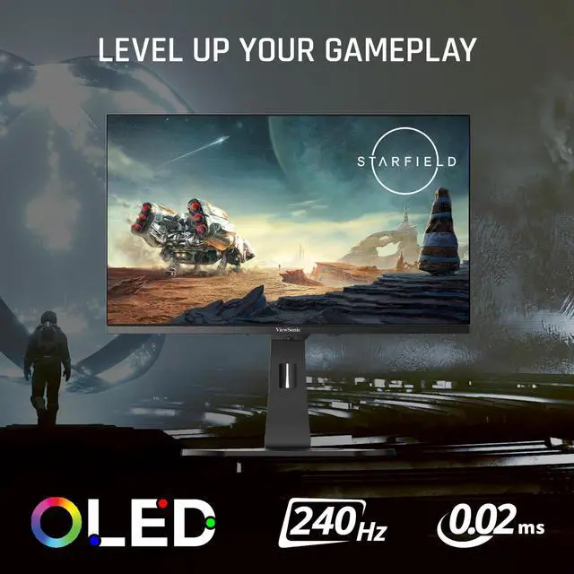 Alt view image 2 of 7 - ViewSonic XG272-2K-OLED 27 Inch 1440p 240Hz White Gaming Ergonomic RGB OLED Monitor with up to 0.01ms, AMD FreeSync Premium, G-Sync Compatibility, and USB-C/HDMI v2.1/DP Inputs