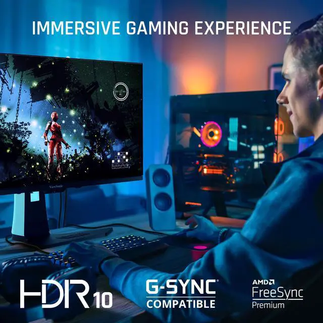 Alt view image 3 of 7 - ViewSonic XG272-2K-OLED 27 Inch 1440p 240Hz White Gaming Ergonomic RGB OLED Monitor with up to 0.01ms, AMD FreeSync Premium, G-Sync Compatibility, and USB-C/HDMI v2.1/DP Inputs