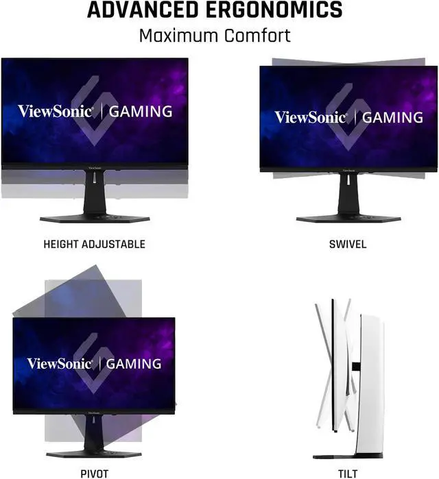 Alt view image 5 of 7 - ViewSonic XG272-2K-OLED 27 Inch 1440p 240Hz White Gaming Ergonomic RGB OLED Monitor with up to 0.01ms, AMD FreeSync Premium, G-Sync Compatibility, and USB-C/HDMI v2.1/DP Inputs