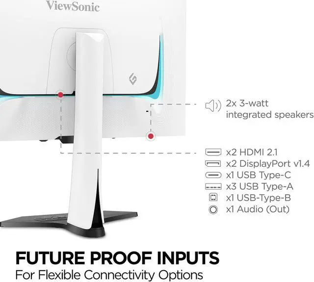 Alt view image 7 of 7 - ViewSonic XG272-2K-OLED 27 Inch 1440p 240Hz White Gaming Ergonomic RGB OLED Monitor with up to 0.01ms, AMD FreeSync Premium, G-Sync Compatibility, and USB-C/HDMI v2.1/DP Inputs