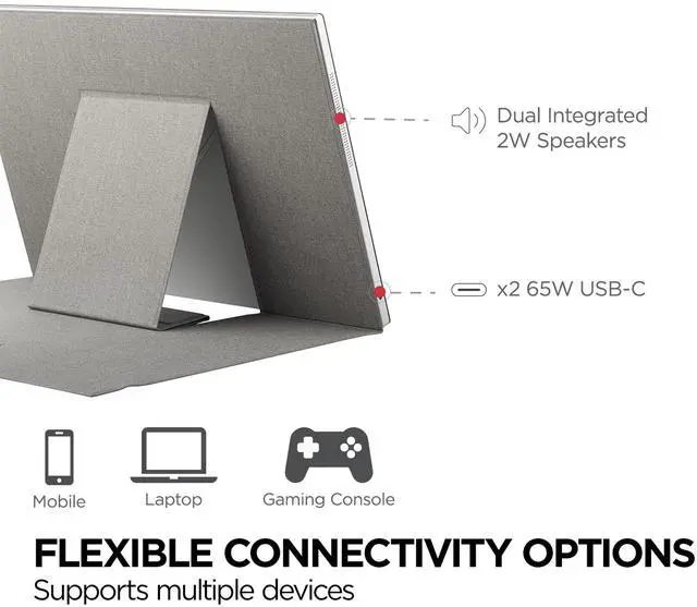 Alt view image 7 of 20 - ViewSonic VG1656-2K 16 Inch WQXGA 1600p IPS Portable Monitor with 2 Way Powered 65W USB C, and Built-in Stand with Smart Cover