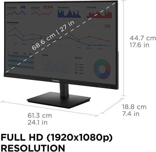 Alt view image 6 of 7 - ViewSonic VS2747-H 27 Inch 1080p IPS Monitor with 100Hz, Variable Refresh Rate, Thin Bezels, Eye Care, HDMI, VGA