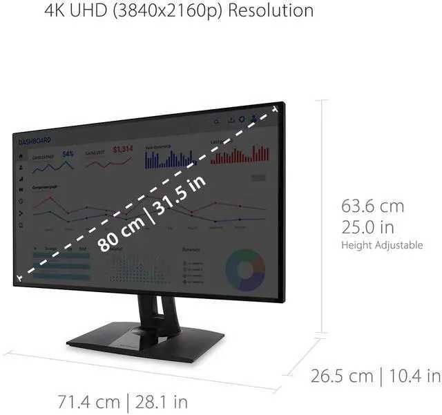 Alt view image 15 of 20 - ViewSonic VP3268a-4K 32 Inch Premium IPS 4K Monitor with Advanced Ergonomics, ColorPro 100% sRGB Rec 709, 14-bit 3D LUT, Eye Care, HDR10 Support, HDMI, USB C, DisplayPort for Professional Home Office