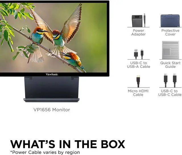 Alt view image 7 of 20 - ViewSonic VP1656 15.6 Inch 1080p IPS Portable Monitor with 2 Way Powered 40W USB C, Pantone Validated, Factory Calibrated, Built in Ergonomic Stand with Protective Cover