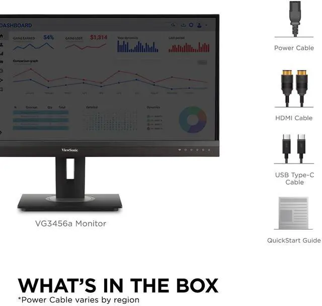 Alt view image 13 of 13 - ViewSonic VG3456a 34" 21:9 UltraWide QHD 1440p 100 Hz IPS Monitor with Ergonomics Design, 100W USB C, Docking Built-In, Gigabit Ethernet for Home and Office