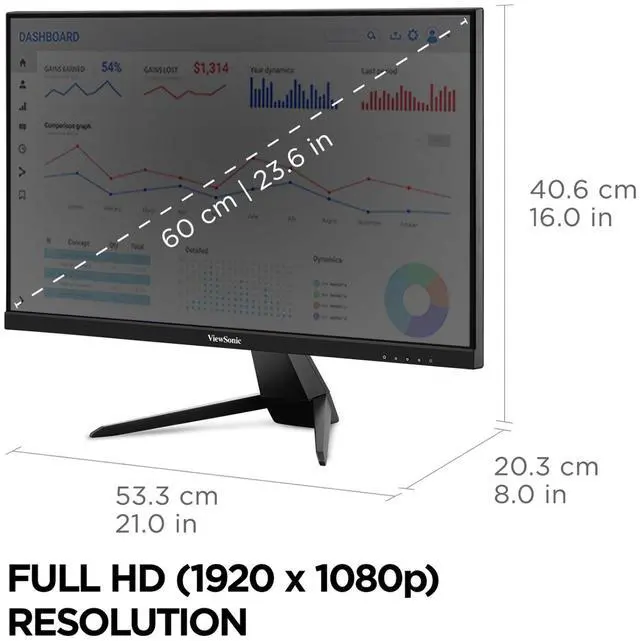 Alt view image 13 of 20 - ViewSonic 24" (23.6" Viewable) 60 Hz IPS FHD Gaming Monitor VX2467U