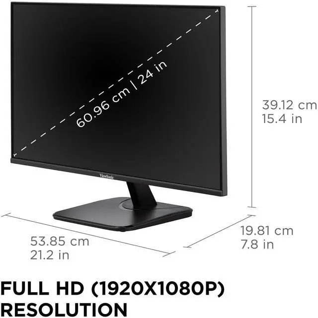 Alt view image 6 of 16 - ViewSonic VA2456A-MHD 24 Inch IPS 1080p Monitor with 120Hz, Eye Care, HDMI, DisplayPort, and VGA Inputs for Home and Office
