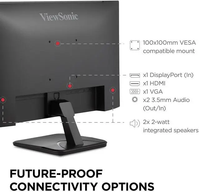 Alt view image 7 of 16 - ViewSonic VA2456A-MHD 24 Inch IPS 1080p Monitor with 120Hz, Eye Care, HDMI, DisplayPort, and VGA Inputs for Home and Office