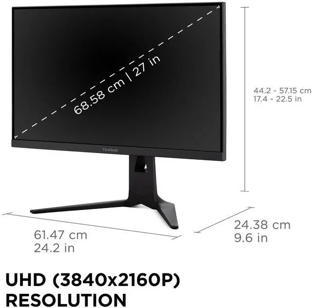 Alt view image 7 of 20 - ViewSonic XG275D-4K 27 Inch 4K UHD Gaming Monitor with 320Hz, 0.5ms Response Time, AMD FreeSync Premium, Advanced Ergonomics, HDMI, DisplayPort, and 65W USB-C