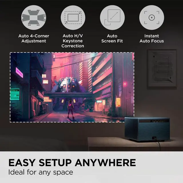 Alt view image 4 of 20 - ViewSonic LX60HD 1080p LED Portable Projector Built-in Google TV and Netflix, H/V Keystone, Auto Focus, Bluetooth, Wi-Fi