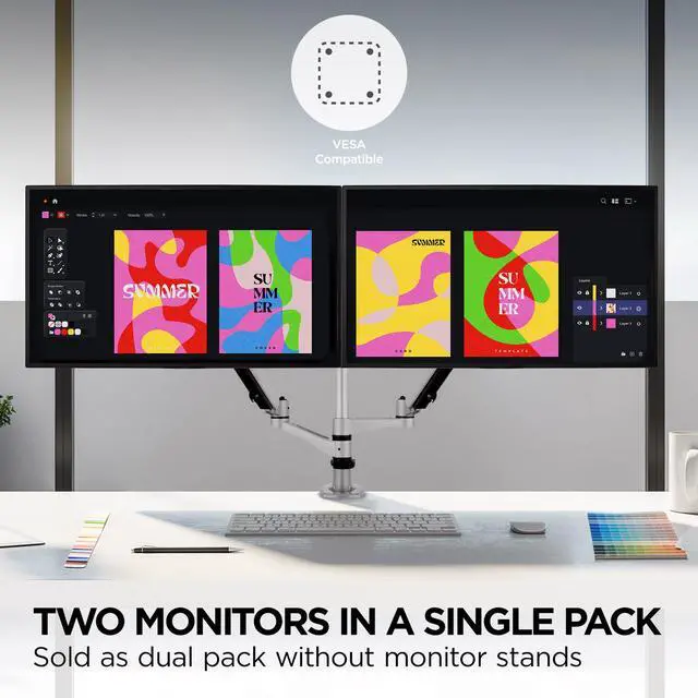 Alt view image 2 of 15 - ViewSonic VP2468A_H2 24" Premium Dual Pack Head-Only IPS 1080p Monitor with Advanced Ergonomics, ColorPro 100% sRGB REC 709, 14-bit 3D LUT, Eye Care, and 65W USB C for Home and Office