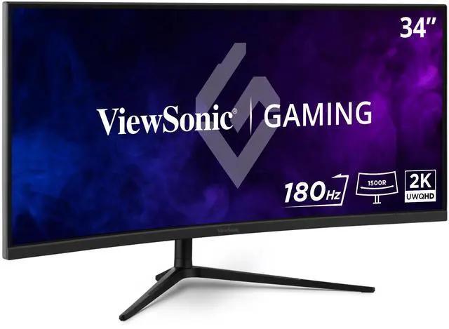 Alt view image 2 of 20 - ViewSonic VX3418C-2K 34 Inch UltraWide QHD 1440p Curved Gaming Monitor with 180Hz, 1ms, 21:9, Advanced Ergonomics, FreeSync Premium, HDR10, HDMI, and DisplayPort Inputs