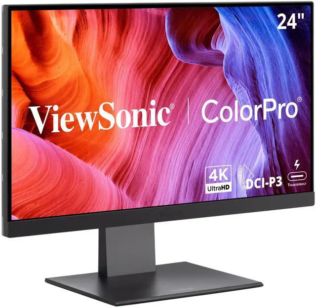 Alt view image 3 of 20 - ViewSonic VP2488-4K 24 Inch 4K Mac-Ready Monitor with 100%sRGB, 98% DCI-P3, Pantone Validated, Advanced Ergonomics, Thunderbolt 4, USB Hub, HDMI, and DP for Home and Office