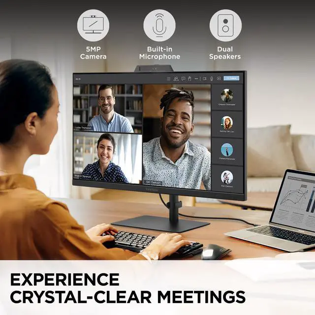 Alt view image 3 of 7 - ViewSonic VG2741V 27 Inch 1080p IPS Video Conferencing Monitor with Integrated Windows Hello Certified IR 5MP Webcam, Built-in Microphone, Advanced Ergonomics, USB C, HDMI, and DisplayPort Inputs