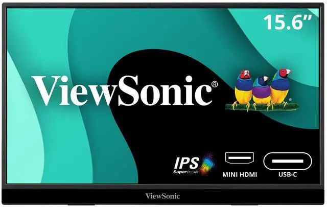 Main image of ViewSonic VX1655 15.6 Inch 1080p FHD Portable LED Monitor with 2 Way Powered 60W USB C, Mini HDMI, IPS, Dual Speakers, and Built in Stand with Tripod mount
