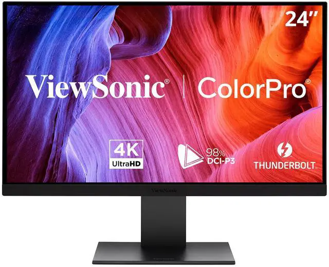 Main image of ViewSonic VP2488-4K 24 Inch 4K Mac-Ready Monitor with 100%sRGB, 98% DCI-P3, Pantone Validated, Advanced Ergonomics, Thunderbolt 4, USB Hub, HDMI, and DP for Home and Office