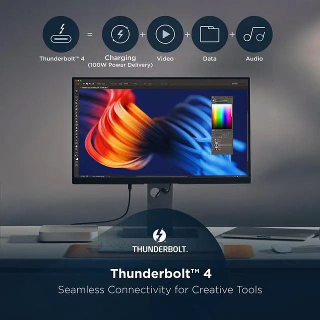 Alt view image 4 of 20 - ViewSonic VP2488-4K 24 Inch 4K Mac-Ready Monitor with 100%sRGB, 98% DCI-P3, Pantone Validated, Advanced Ergonomics, Thunderbolt 4, USB Hub, HDMI, and DP for Home and Office